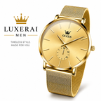 OLEVS Mens Watches Top Brand Luxury Gold Quartz Watch for Men Stainless Steel Warterproof Fashion Ultra Thin Men Wristwatch