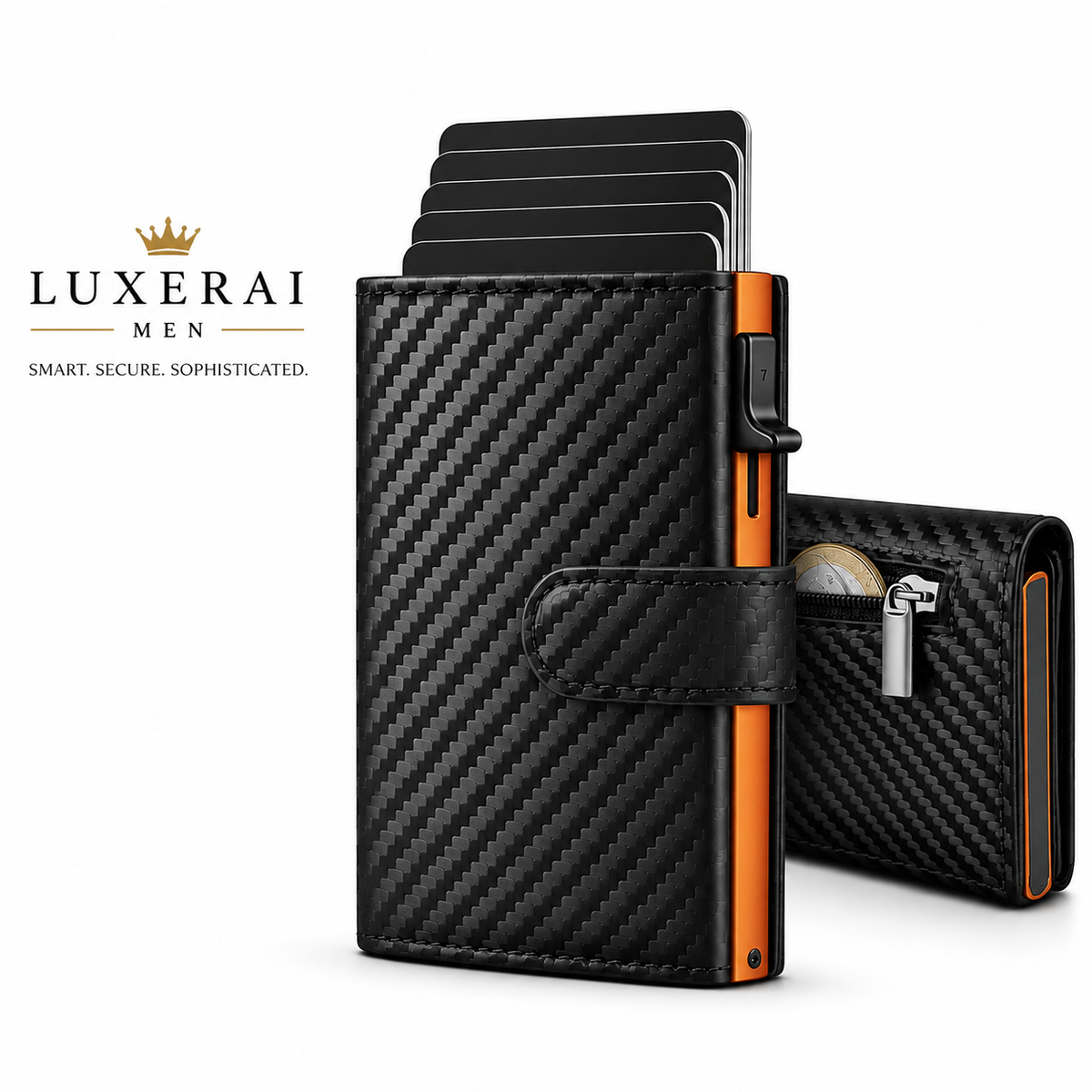 Pop Up Wallet with Coin Compartment RFID Protection Credit Card Holder Wallet for men