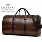Large Capacity Retro Crocodile-Textured Travel Duffel Bag - Durable Unisex Vacation Luggage,  Versatile Gift for Men & Women