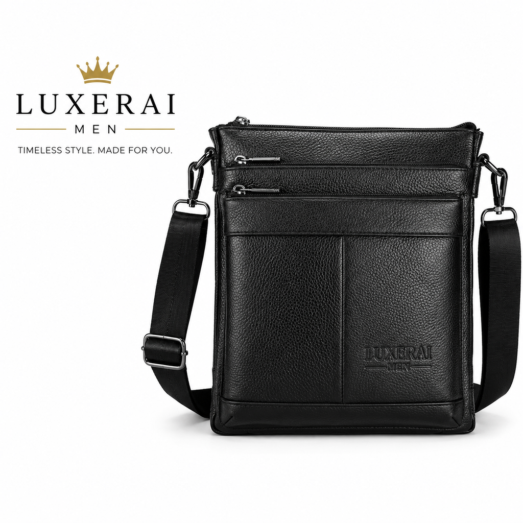 Men's Leather Messenger Bag Business Shoulder Bag Small Crossbody Bag Multi Function Messenger Bag Men's Travel Bag