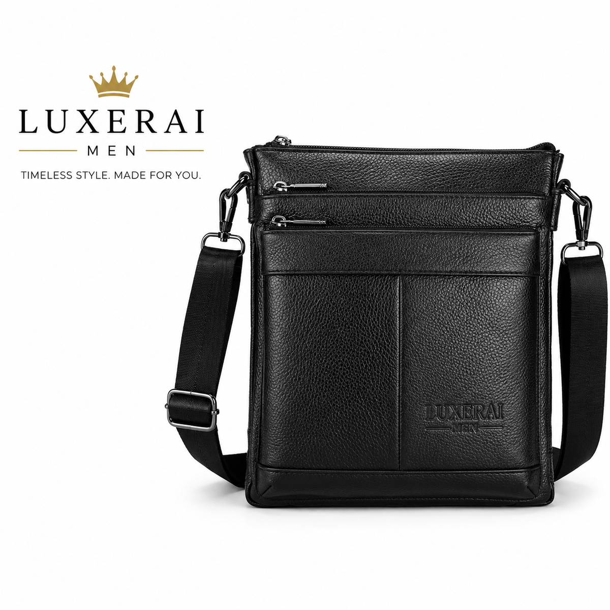 Men's Leather Messenger Bag Business Shoulder Bag Small Crossbody Bag Multi Function Messenger Bag Men's Travel Bag
