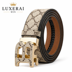 High Quality 3.4cm Leather Business Men Belt Luxury Brand Designer famous  work Belts for men Jeans Strap Male Buckle belt