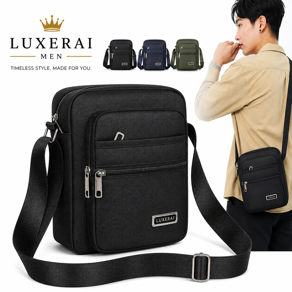 Men's Nylon Shoulder Bag Business Leisure Large Capacity Portable Handbag Multi Layer Waterproof Summer Male's Crossbody Bags