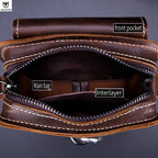 BULLCAPTAIN Crazy Horse Leather Male Waist Pack Phone Pouch Bags Waist Bag Men's Small Chest Shoulder Belt Bag Back Pack YB075