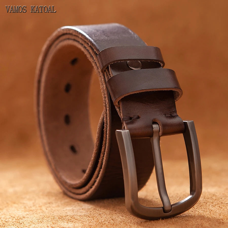 Top Cow Genuine Leather Belts for Men Luxury Designer High Quality Fashion Style Vintage Brown Cowboy Male Belt