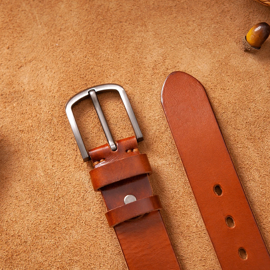 Top Cow Genuine Leather Belts for Men Luxury Designer High Quality Fashion Style Vintage Brown Cowboy Male Belt