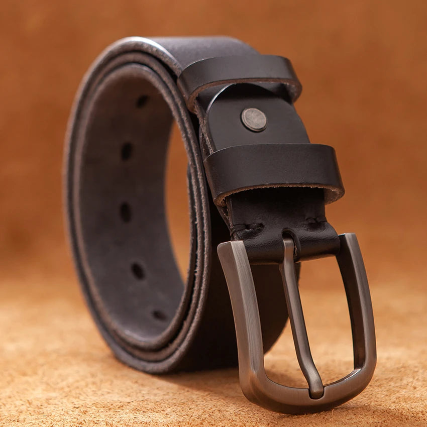 Top Cow Genuine Leather Belts for Men Luxury Designer High Quality Fashion Style Vintage Brown Cowboy Male Belt
