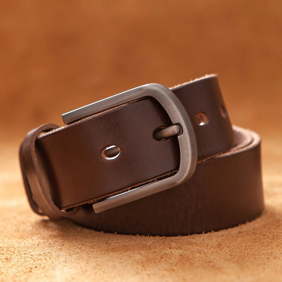 Top Cow Genuine Leather Belts for Men Luxury Designer High Quality Fashion Style Vintage Brown Cowboy Male Belt