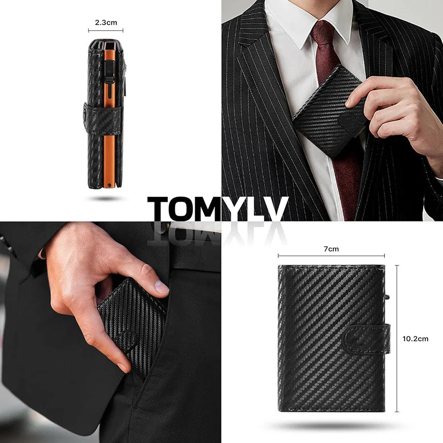 Pop Up Wallet with Coin Compartment RFID Protection Credit Card Holder Wallet for men