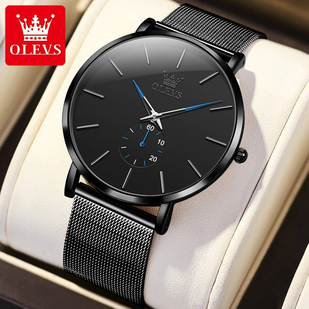 OLEVS Mens Watches Top Brand Luxury Gold Quartz Watch for Men Stainless Steel Warterproof Fashion Ultra Thin Men Wristwatch