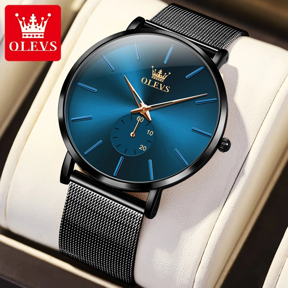 OLEVS Mens Watches Top Brand Luxury Gold Quartz Watch for Men Stainless Steel Warterproof Fashion Ultra Thin Men Wristwatch
