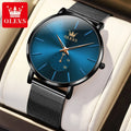 OLEVS Mens Watches Top Brand Luxury Gold Quartz Watch for Men Stainless Steel Warterproof Fashion Ultra Thin Men Wristwatch