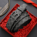 High Quality 3.4cm Leather Business Men Belt Luxury Brand Designer famous  work Belts for men Jeans Strap Male Buckle belt