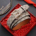 High Quality 3.4cm Leather Business Men Belt Luxury Brand Designer famous  work Belts for men Jeans Strap Male Buckle belt
