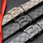 High Quality 3.4cm Leather Business Men Belt Luxury Brand Designer famous  work Belts for men Jeans Strap Male Buckle belt