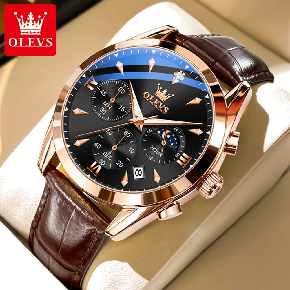 OLEVS 3609 Men's Watch High Quality Multi functional Waterproof Luminescent Quartz Watch Luxury Brand Men's Watch Montre Homme