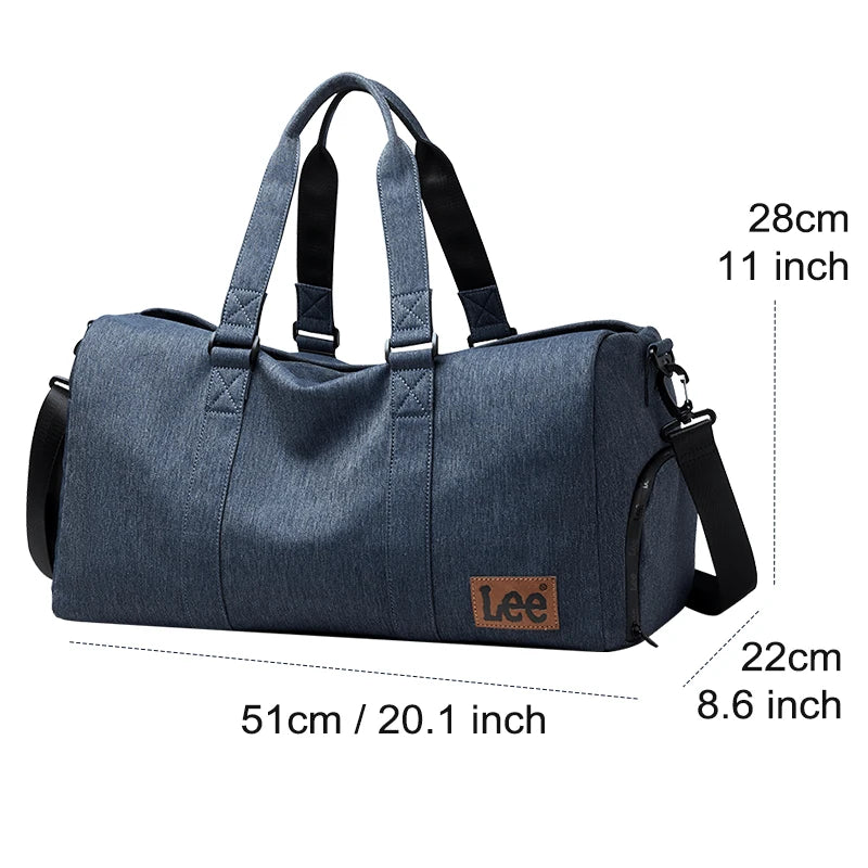 LEE High Quality Waterproof Leather Travel Duffel Bag Dry Wet Shoe Compartment Large Training Luggage Fitness Bag for Women Man