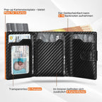 Pop Up Wallet with Coin Compartment RFID Protection Credit Card Holder Wallet for men