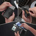 Pop Up Wallet with Coin Compartment RFID Protection Credit Card Holder Wallet for men