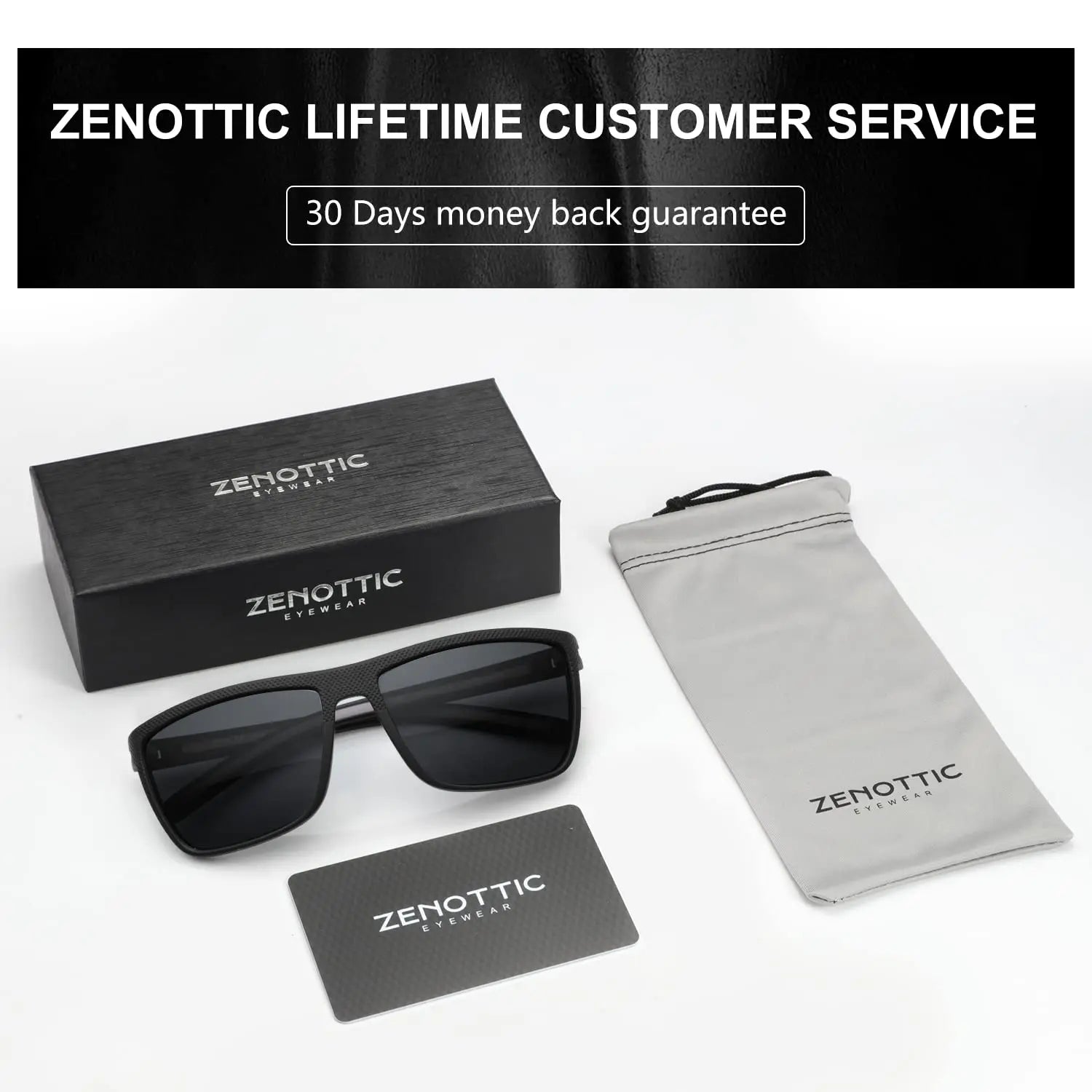 ZENOTTIC Fashion Polarized Sunglasses Shade for Women Men Lightweight TR90 Frame UV400 Protection Square Sun Glasses