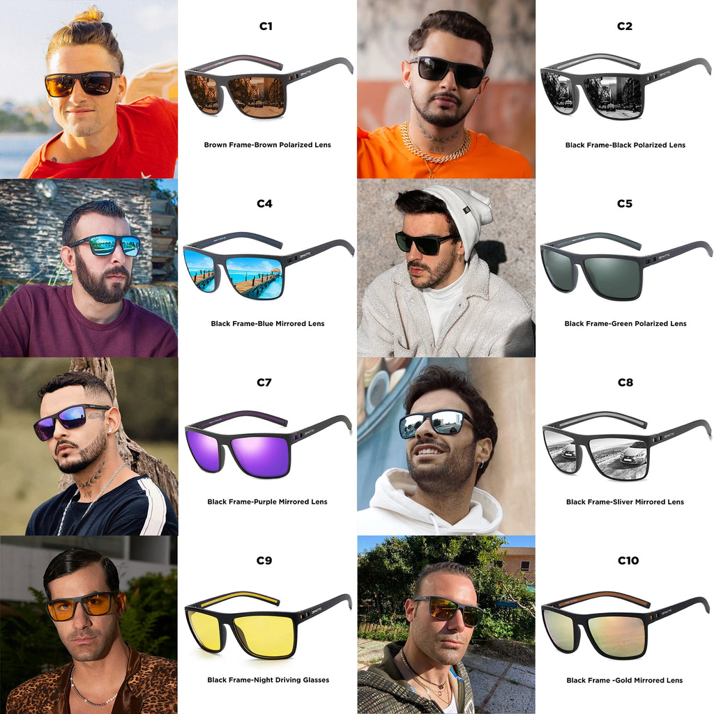 ZENOTTIC Fashion Polarized Sunglasses Shade for Women Men Lightweight TR90 Frame UV400 Protection Square Sun Glasses