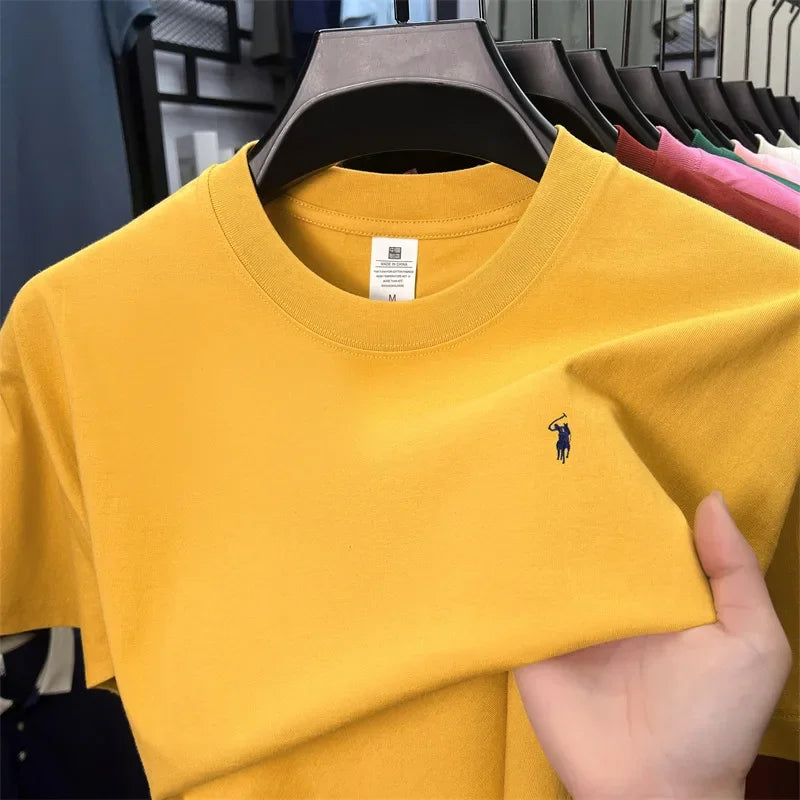 100% cotton high-end short sleeve T-shirt summer designer brand pony embroidery round neck top fashion casual golf men's wear