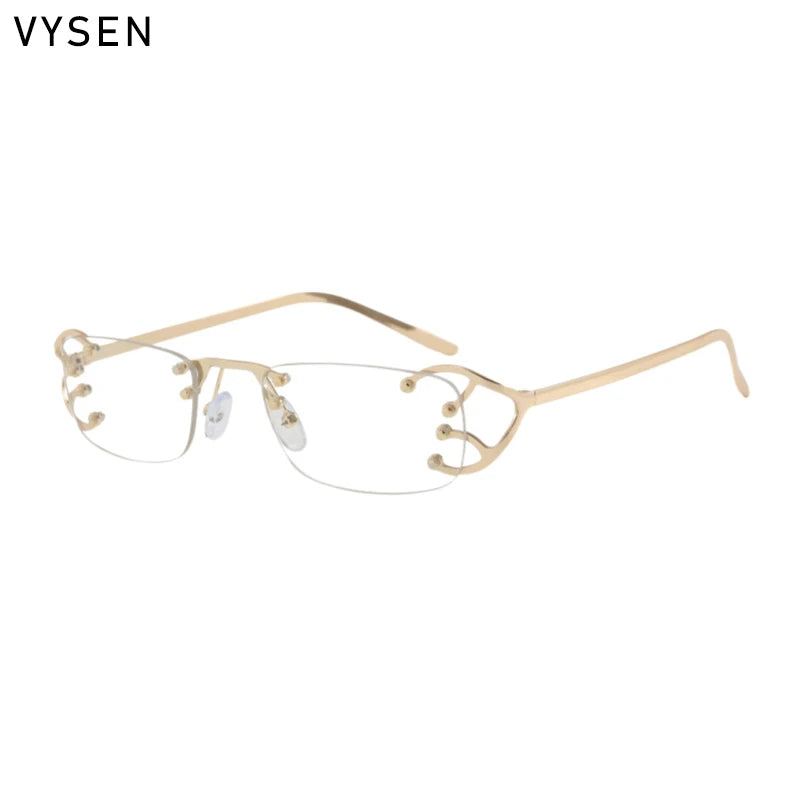 Y2K Punk Rimless Rectangle Sunglasses Men 2026 Luxury Brand Designer Vintage Small Metal Sun Glasses Rivet Shades UV400 Eyewear