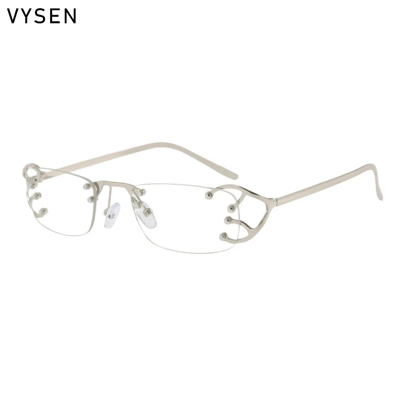 Y2K Punk Rimless Rectangle Sunglasses Men 2026 Luxury Brand Designer Vintage Small Metal Sun Glasses Rivet Shades UV400 Eyewear