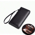 Men's Long Zipper Wallet High Quality Pu Leather Wallet For Men RFID Blocking Business Clutch Bag Credit Card Holder Purse Man