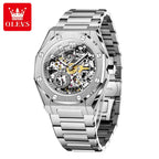 OLEVS Watches Luxury Man High Quality Original Fully Skeleton Automatic Mechanical Watch Stainless Steel Men Watches Gifts Box