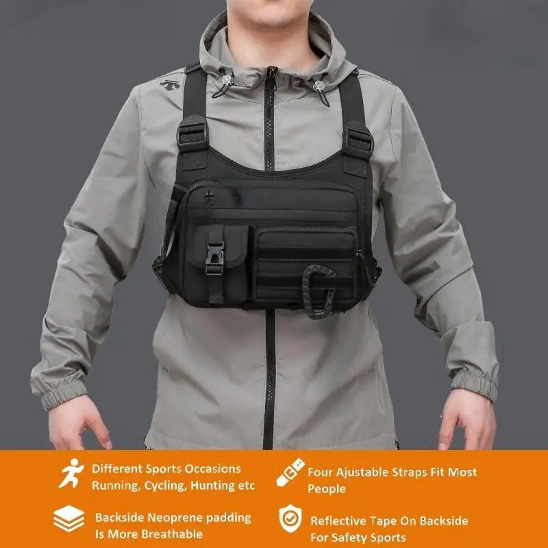 Tactical Outdoor Chest Bag Unisex Running Cycling EDC Vest Workouts Sports Chest Pack Rig for Men And Women
