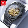 OLEVS Watches Luxury Man High Quality Original Fully Skeleton Automatic Mechanical Watch Stainless Steel Men Watches Gifts Box